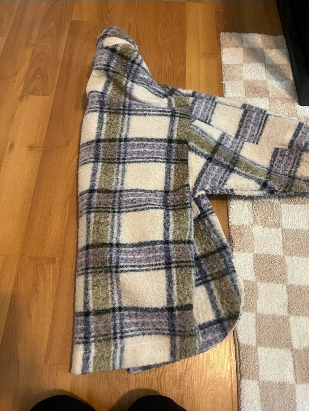 Zara Cream Plaid Shacket with Olive & Lavender Checks - Picture 4 of 5